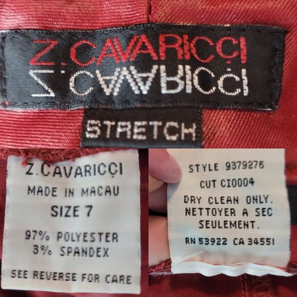 Vtg Z. Cavaricci Womens Red Waxed Denim Stretch Pants Sz 7‎ City Chic Rocker - Picture 3 of 10